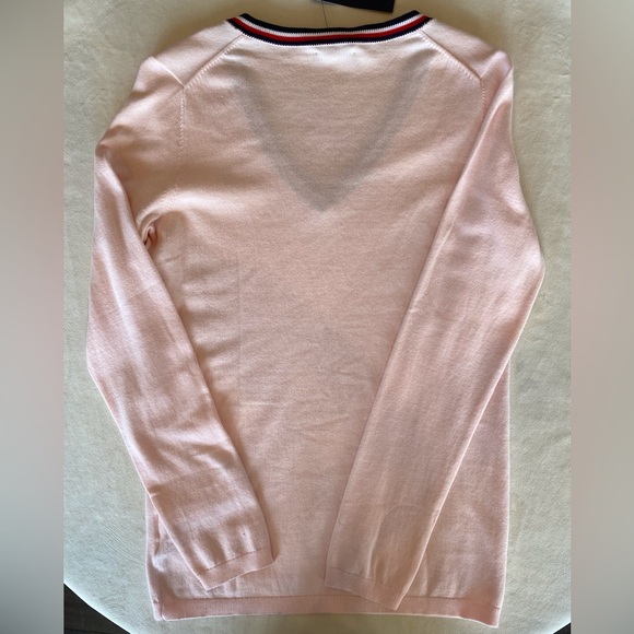 NWT Tommy Hilfiger Powder Pink V Neck Nautical Sweater - Picture 2 of 4